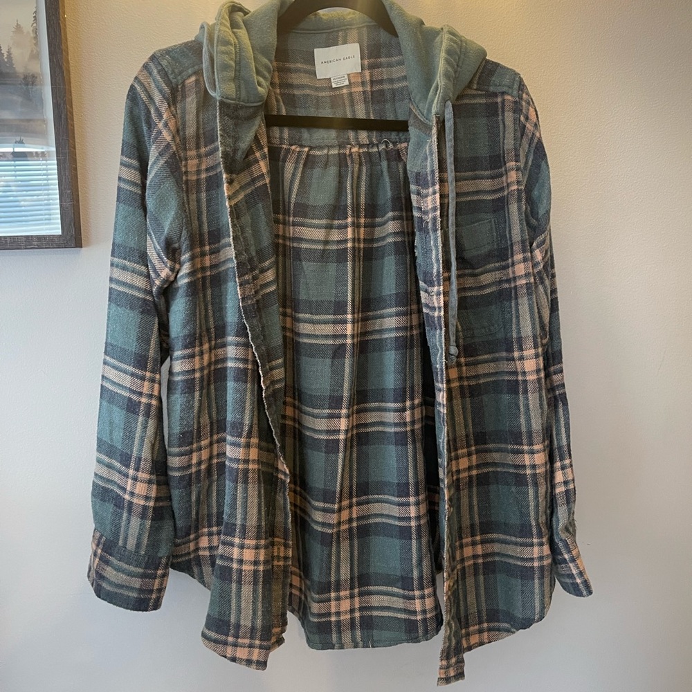 american eagle hooded flannel